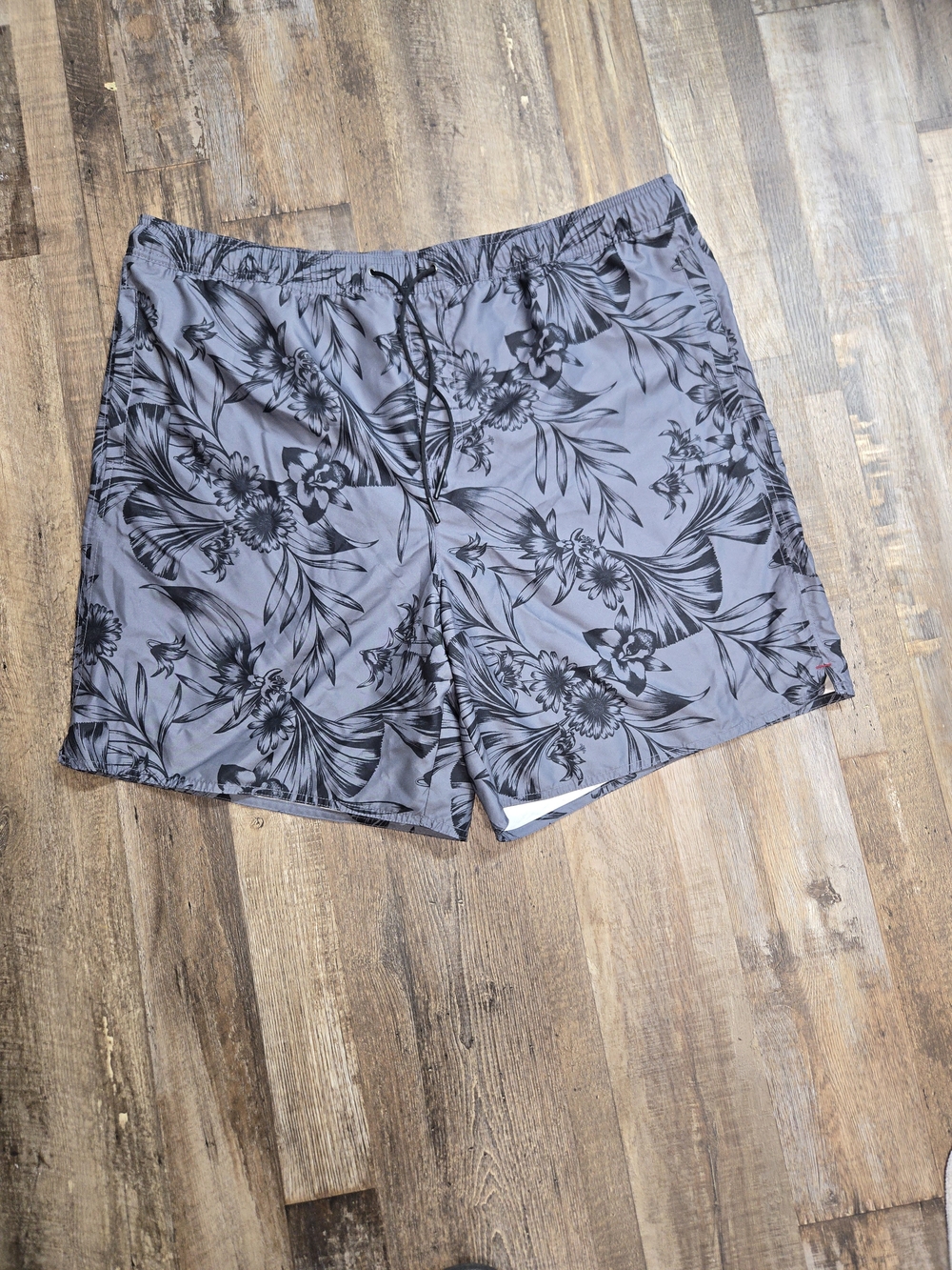 Banana Republic Gray Floral-Print Swim Trunks